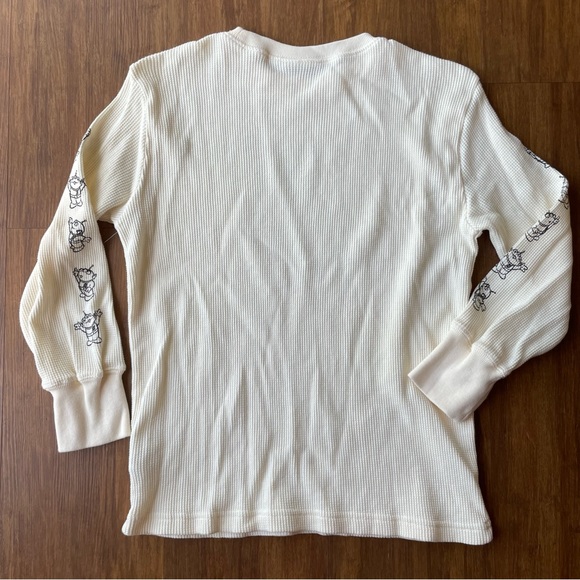 Toy Story Aliens Long Sleeve Shirt Boy Small 5/6 Off White Thermal Waffle Disney - Picture 7 of 9